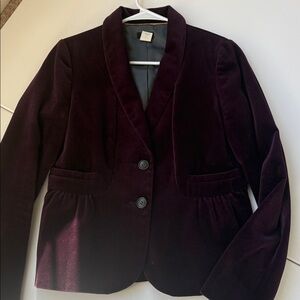J.Crew Eden Velvet Peplum Jacket Blazer Plum 6